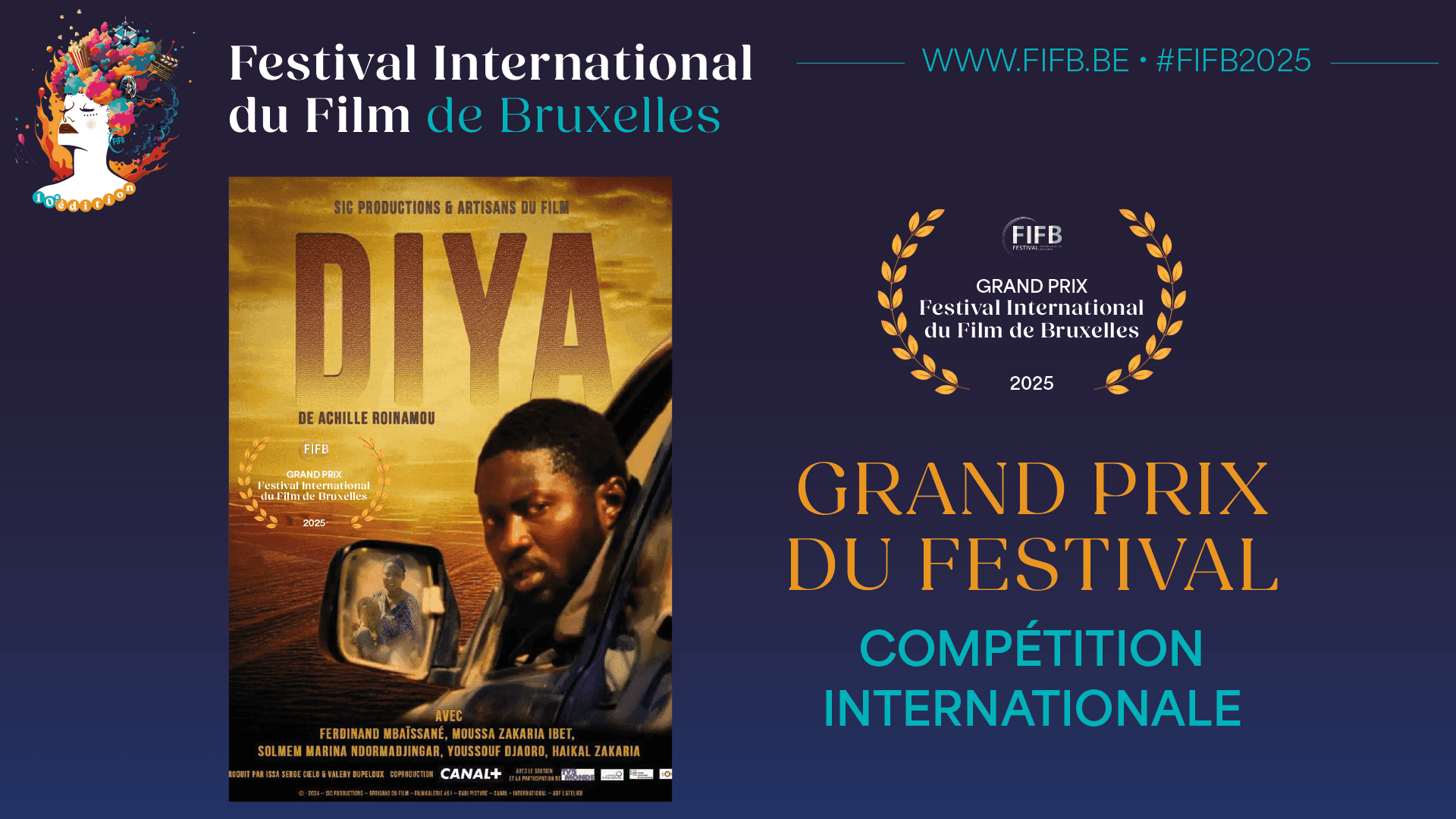 Visuel du palmarès 2025 — Grand Prix du Festival — Compétition Internationale — DIYA